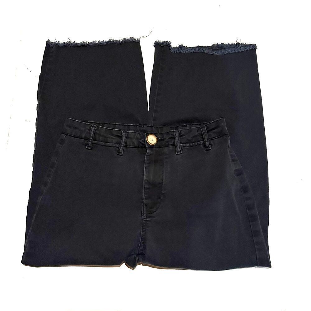 Time and Tru Black Cropped Frayed Hem Denim Jeans Women's 8
